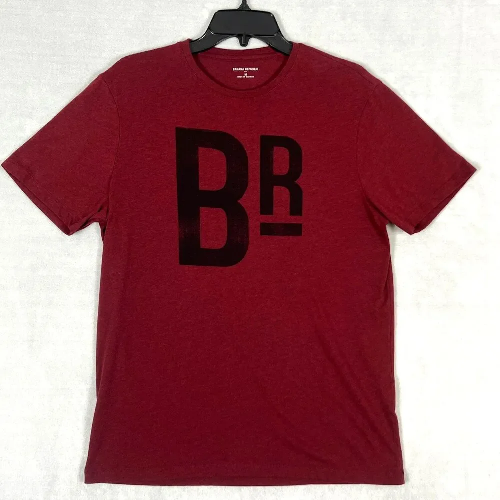 Banana Republic Men’s Graphic Tee Medium Maroon BR Logo T‑Shirt